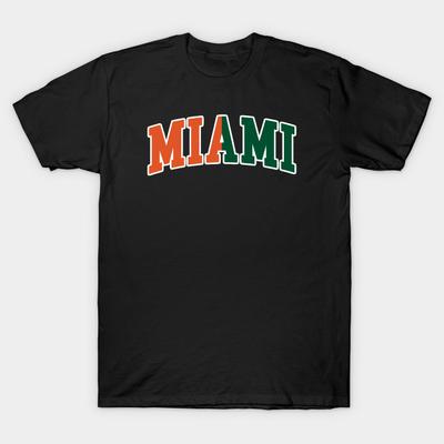 Men Black Print T-shirt Miami-Hurricanes No-Cut Transfer Paper Print Cotton Tshirt