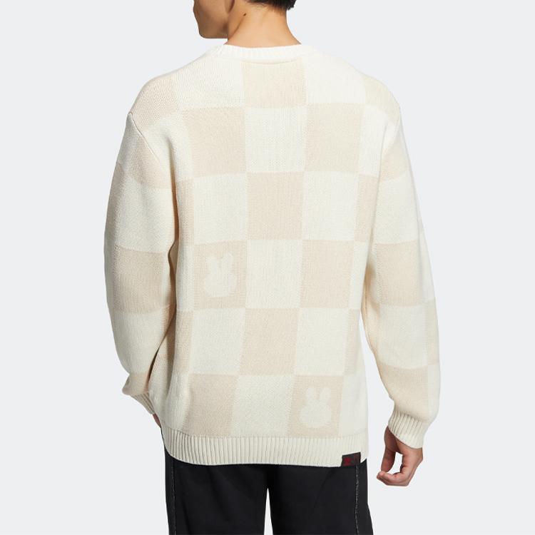 Adidas Originals Trefoil X Miffy Collaboration Series Checkerboard Detail Crew Neck Sweatshirt Unisex Tops White HY7272