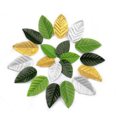 100-Piece Artificial Green, Gold & Silver Christmas Tree Leaves for DIY Wreaths