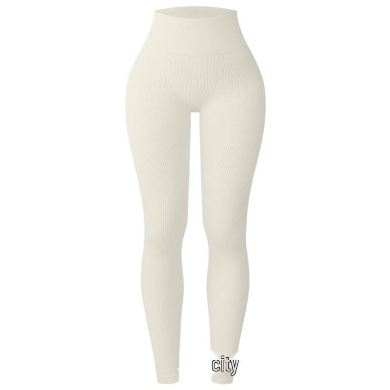 Modern Multi-color High-Waist Ribbed Yoga Pants: Elastic, Slimming, Quick-Dry, Skin-Friendly Sports Base Layer