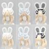 Handmade Lolita Rabbit Ear Headband With Tulle Bow Soft Plush Ears Sweet Kawaii Style Hair Accessory