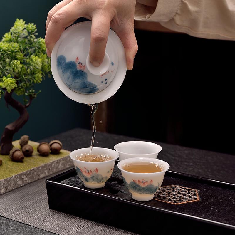 Yi Lu Tang Hand-Painted Ice-Jade White Porcelain Gongfu Tea Cups