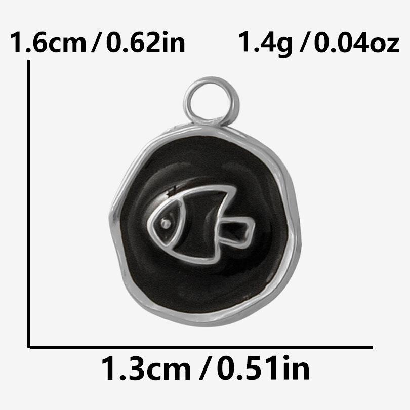 6pcs Punk Dark Black Stainless Steel Enamel Charms For Jewelry Making Supplies Sun Heart Cross Ocean Animal Pendant DIY Pendants