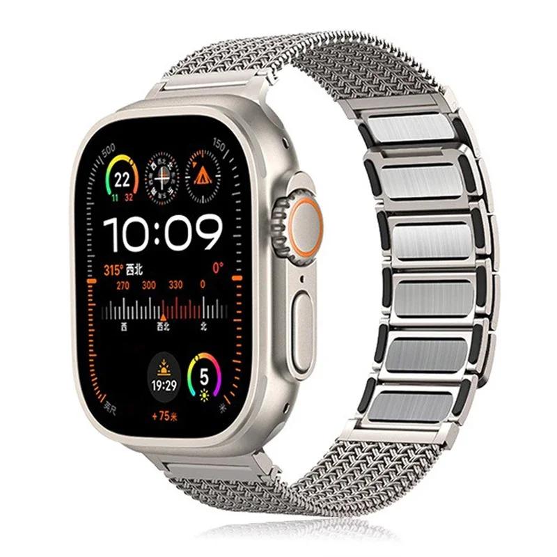 Magnetic Stainless Steel Loop Strap For Apple Watch Ultra 2 49mm 41 45mm Milanese Band for iWatch series 9 8 7 6 5 se 42mm 44mm