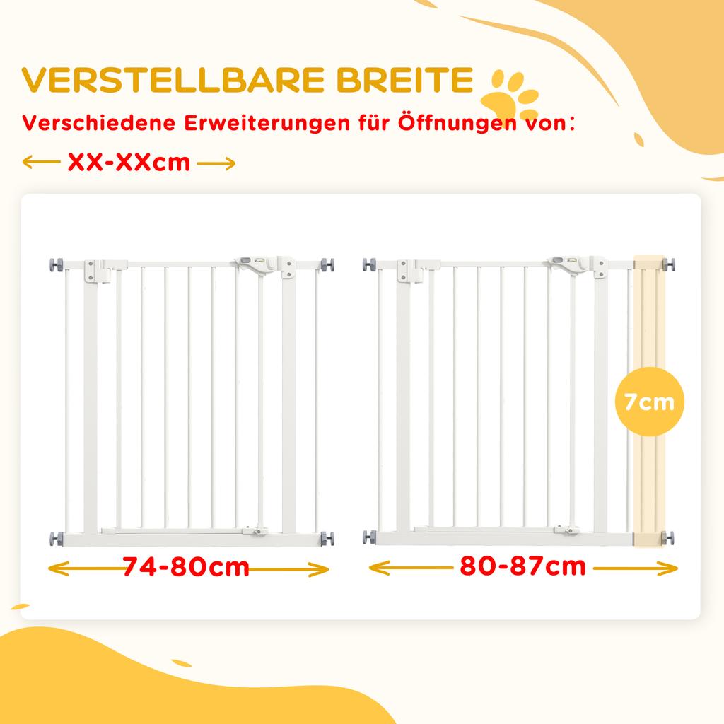Adjustable Safety Gate w/ One Extensions, Four Adjustable Screws, White