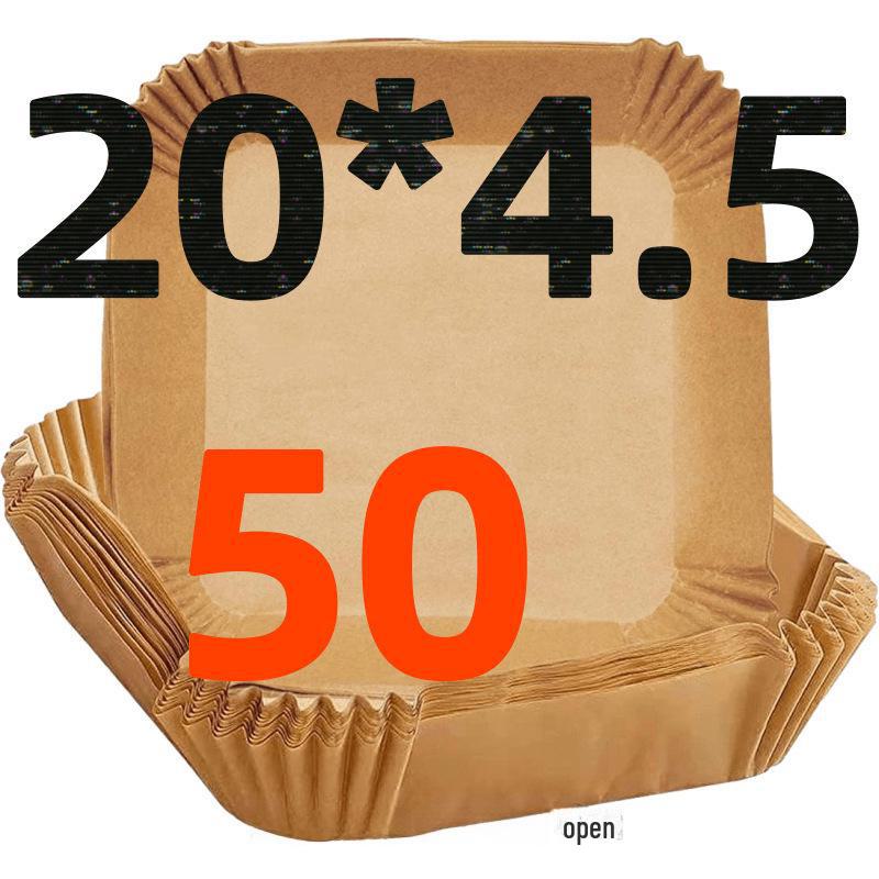 

Квадратная силиконовая бумага, впитывающая масло, для фритюрниц и выпечки square 20cm x 4.5cm 50 pieces естественный