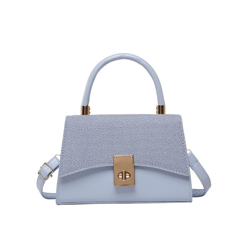 New contrasting colors, trendy texture, retro single shoulder crossbody women's temperament ins sequined lock lock handbag