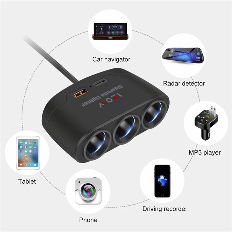 Încărcătoare auto cu port USB dual, splitter auto pentru brichetă auto, 120W, 12V, 24V, adaptor încărcător auto pentru iPhone, GPS, Dashcam
