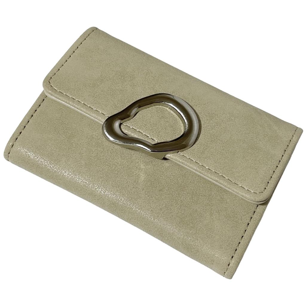 Crossmarberry Business Card Case for Women, Stylish and Cute Antique Design with Card Slots, Dividers, Magnetic closure, Simple Design, Beige, R114