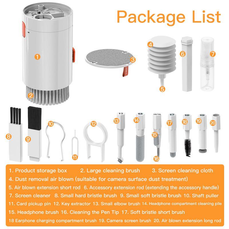 Q20 20-in-1 Multi-Functional Cleaning Kit for Camera, Computer, Keyboard, Headset, and Notebook