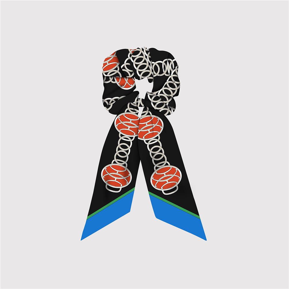 Naturalny Jedwab Duże Gumki do Włosów Gumki Wstążki do Włosów Wzór Łańcucha Elastyczne Gumki do Włosów Kucyk Kobiety Elegancki Szalik Akcesoria do Włosów