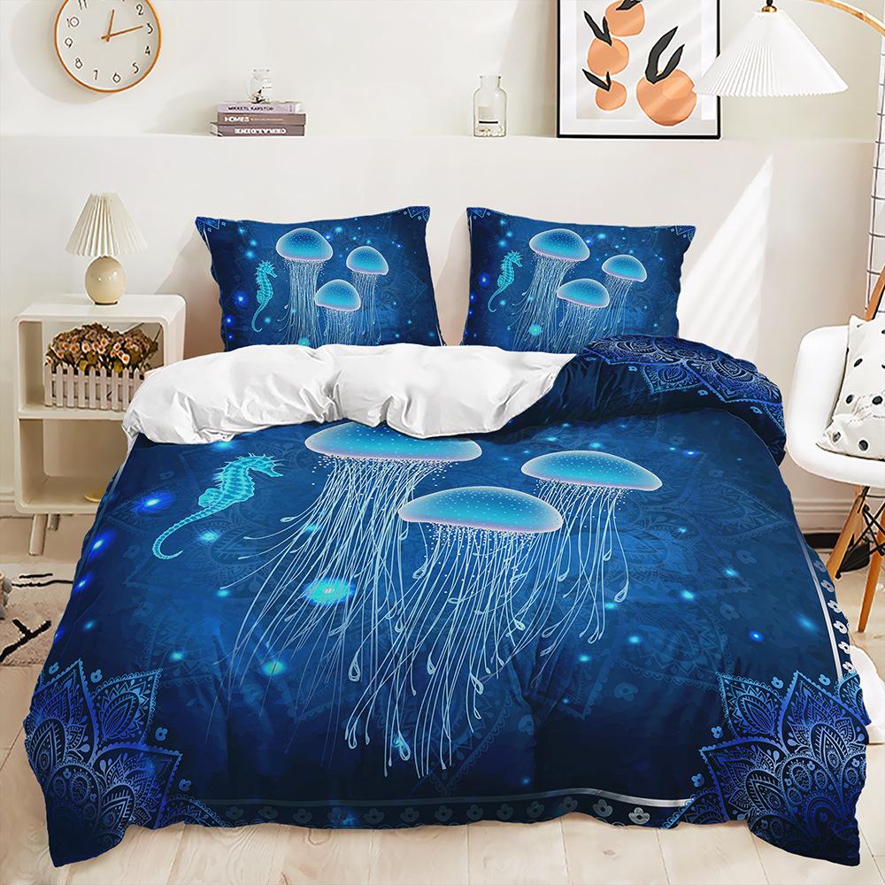 Bed Three-Piece Marine Animal Kit Sea Turtle Shark Quilt Cover Two-Piece Bedroom