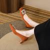 Square head high heels thick heel 2025 new spring and autumn mid-heel niche trendy shoes shallow mouth rhinestone square buckle French single shoes