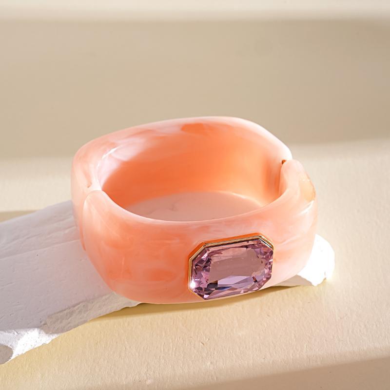 Y2K Boho Vintage Resin Bangle Women Wide Round Bracelet Dopamine Color Statement Wrist Jewelry For Daily Party Wear Accessories