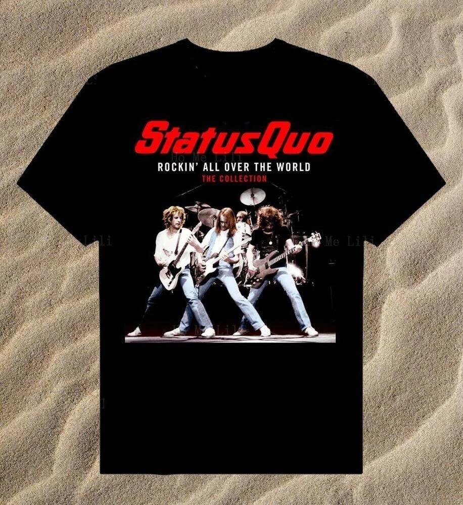 Status Quo Band Black  Cotton Shirt sIZE s To 4XL Unisex T-Shirt S
