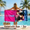 Custom Text Beach Towel, Soft Absorbent Swimming Multi-use TowelDandadan