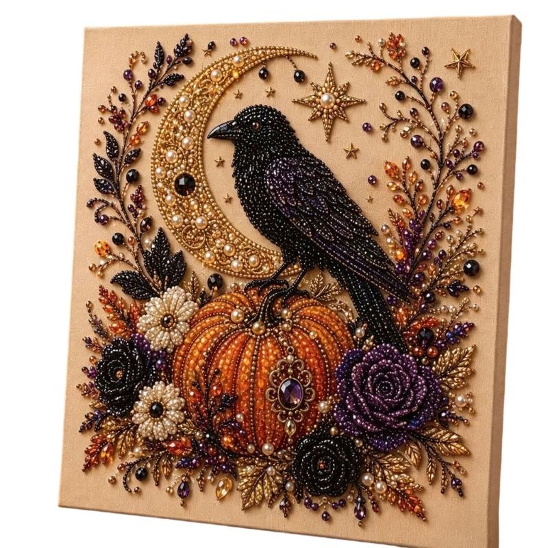 Halloween Seasonal Wall Artwork, Textured Art Panel for Shelf Styling, Party Display, Single Style Artwork for Home