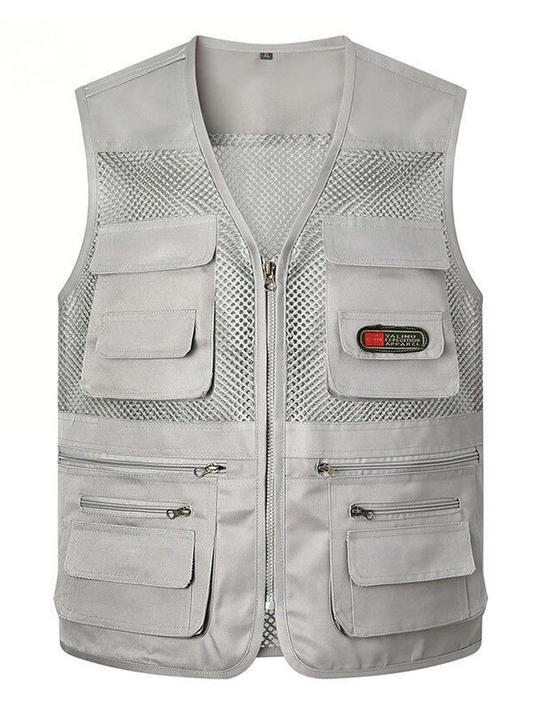 Chaleco de Malla Camuflado de Verano para Hombre con Múltiples Bolsillos Transpirable para Fotografía y Pesca