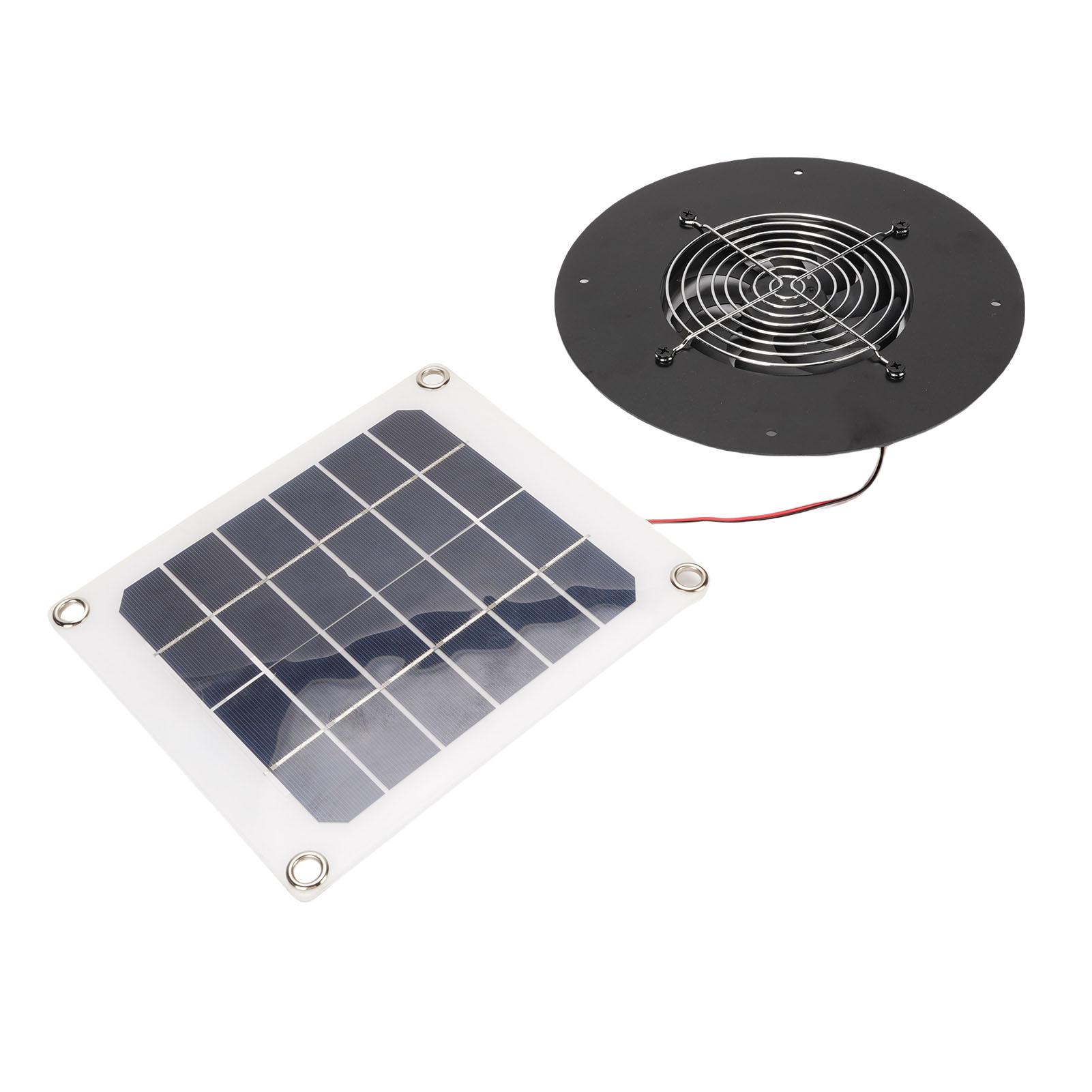 

Solar Powered Exhaust Fan 10W Monocrystalline Silicon Solar Panel Round Vent Fan Kit for Pet House Chicken Coop Greenhouse
