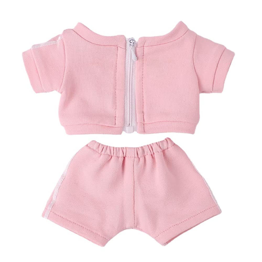 Niannyyhouse 20cm Doll Clothes Cotton Doll Clothes Sportswear Dress Up Jacket Pants Doll Baby Clothes for Stuffed Animals (pink)