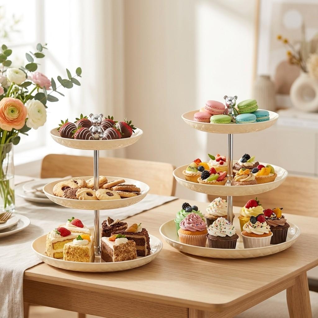 2/3 Tier Plastic Cupcake Stand Dessert Table Display Set Tiered Serving Tray Cake Display Stand Wedding Party Candy Table