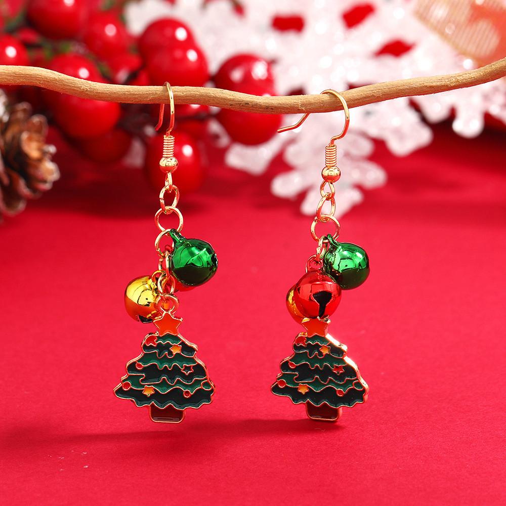 Party Christmas Earrings With Snowflake Bell For Women Holiday Accessory Gift