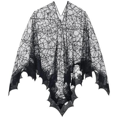 Women Shawl Spiders Webs Poncho Shawl for Halloween Cosplay Costume