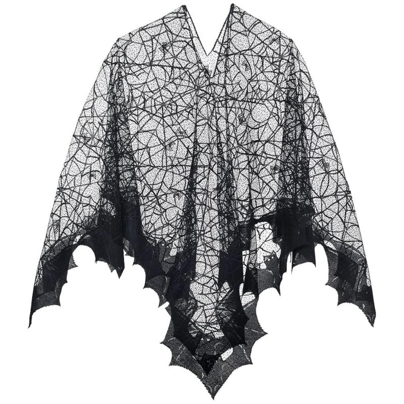 

Halloween Party Shawl Lace for Party Proms for Women and Girls Spiders Long Shawl Dark Wrap Shawl for Kids 1