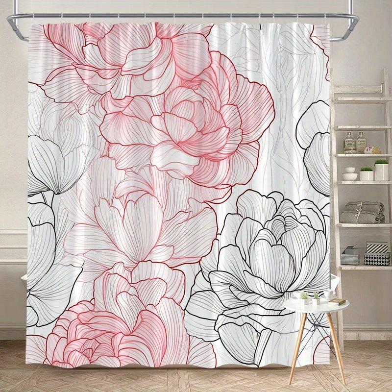 

1 Piece Of Exquisite Floral Pattern Shower Curtain, Polyester Fabric, Machine Washable, Suitable For Bathroom Decoration W60H190(CM)-1 Pcs