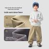 Boys' Fleece-Lined Loose Casual Cargo Pants with Embroidered Lettering