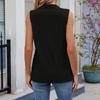 Women's Fashion Solid Color Collar Zipper Sleeveless Loose T-shirt Tank Top