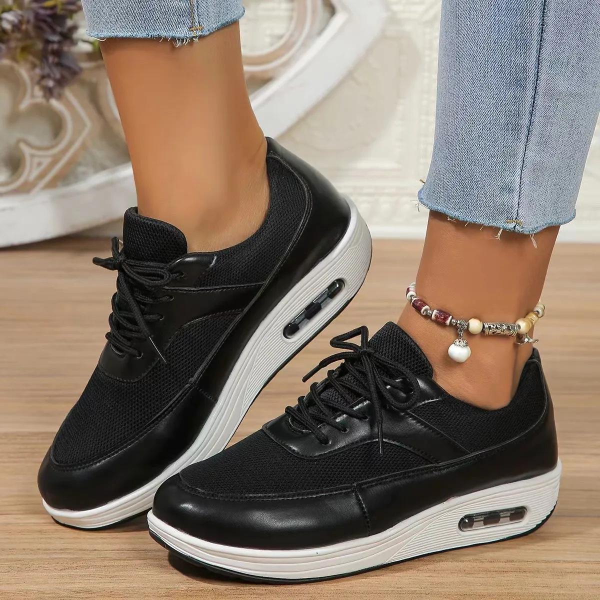 

Fashion Round Head Comfortable Breathable Women s Walking Shoes Spring and Autumn New Lace-up Non-slip Casual Sports Shoes 36 червоний