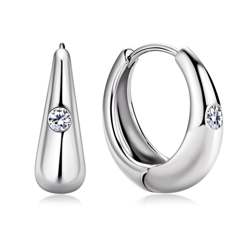 

925 Sterling Silver Teardrop Moissanite Huggie Hoop Earrings for Women | Minimalist Sparkling Jewelry срібний