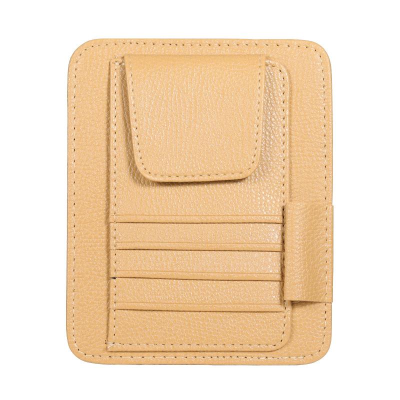 Car Sun Visor Organizer PU Leather Car Document Storage Pouch Pen Holder Multi-Pocket Sunglasses Clip Auto Interior Accessories