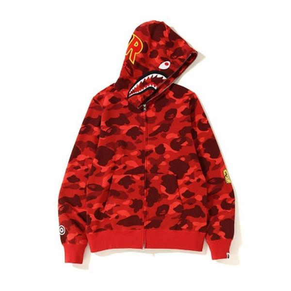 bape shark moletom com capuz red camo full zip