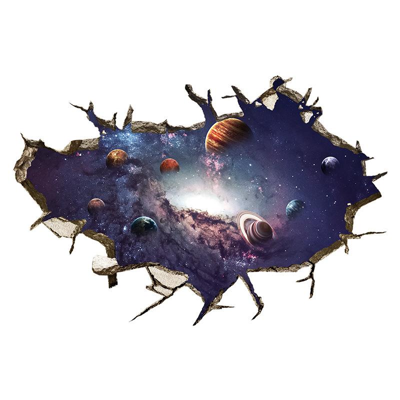 3D Self-adhesive Tearable Wall Starry Sky Universe Planet World Ceiling Living Room Decorative Wall Sticker