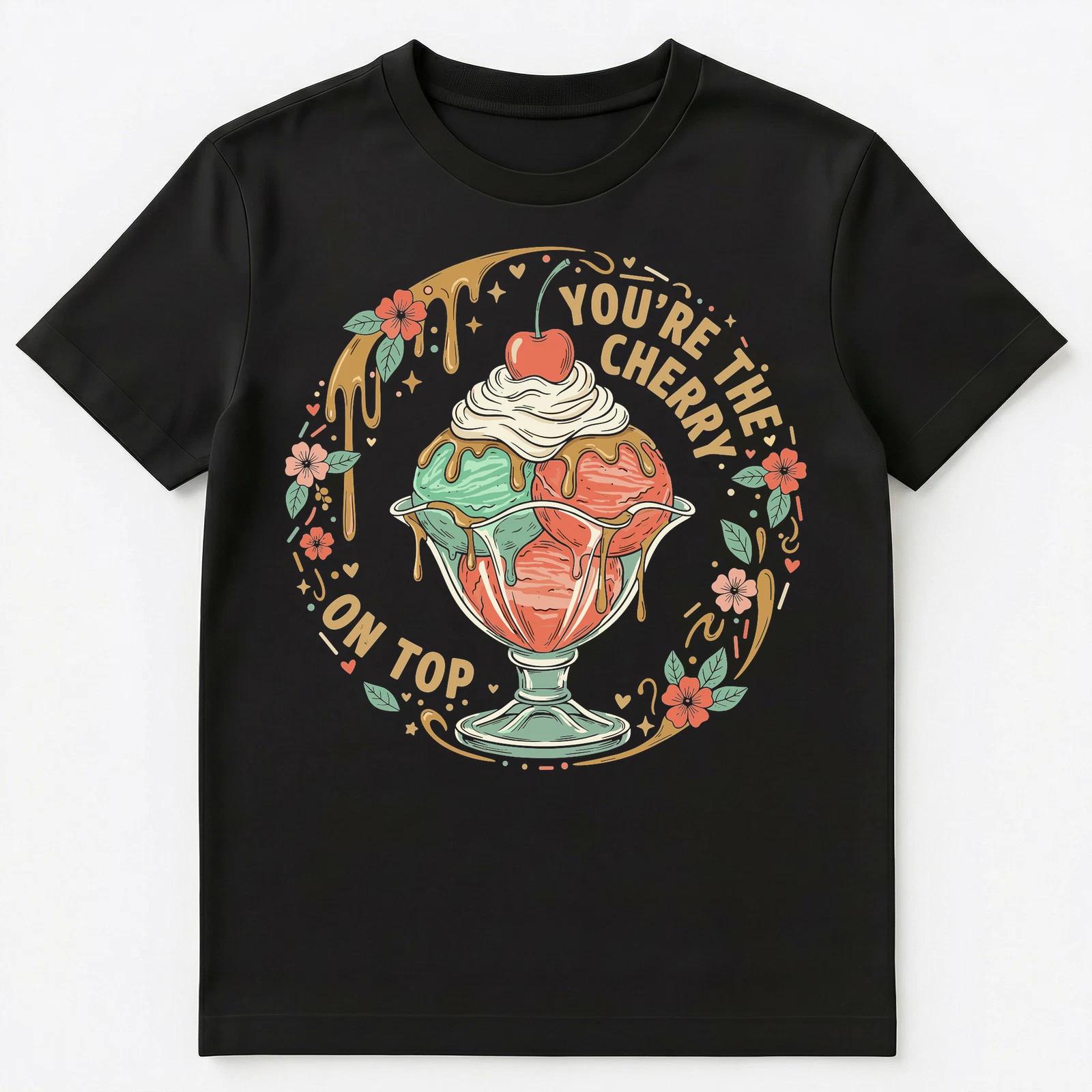 Юмористическая футболка унисекс с принтом «Вишенка на торте мороженого» L