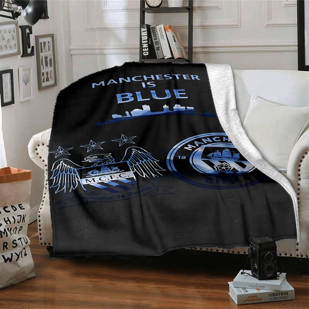 Manchester Crest Blankets Flannel Printed Breathable Warm Throw Blanket for Home Office Bedspreads 0708a4