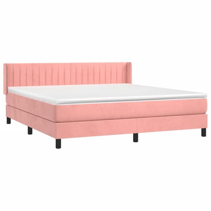 3131092 vidaXL Lit à sommier tapissier avec matelas Rose 160x200 cm Velours
