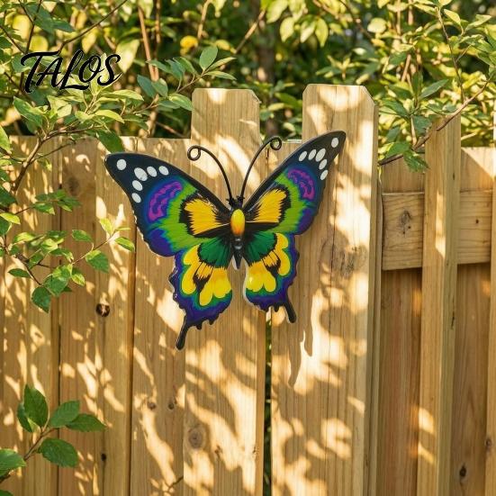 Rustproof Metal Wall Art Butterfly Decor for Garden Yard Patio, Large Iron Patio Decorations Hanging Sculpture, Outdoor Fence Farmhouse Decorative