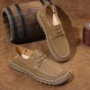 New Lightweight Top Layer Cowhide Casual Round Toe Flat Heel Men's Bean Shoes
