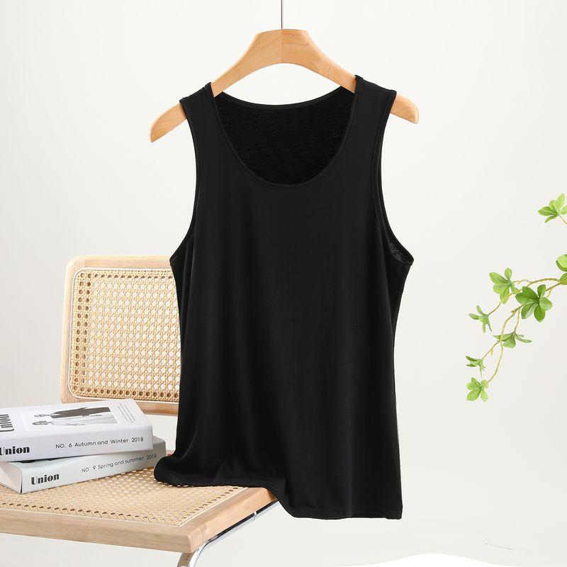 

Модальный мужской жилет однотонный универсальный безрукавный топ летний большого размера свободный повседневный жилет однотонная базовая футболка Black 2XL (60.00 kg-70.00 kg recommended