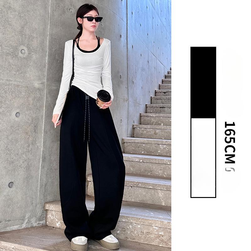 Banana Sports Pants Women's Autumn/winter Solid Straight Loose Sweatpants Casual Narrow Curved Knife Wide Leg Pants