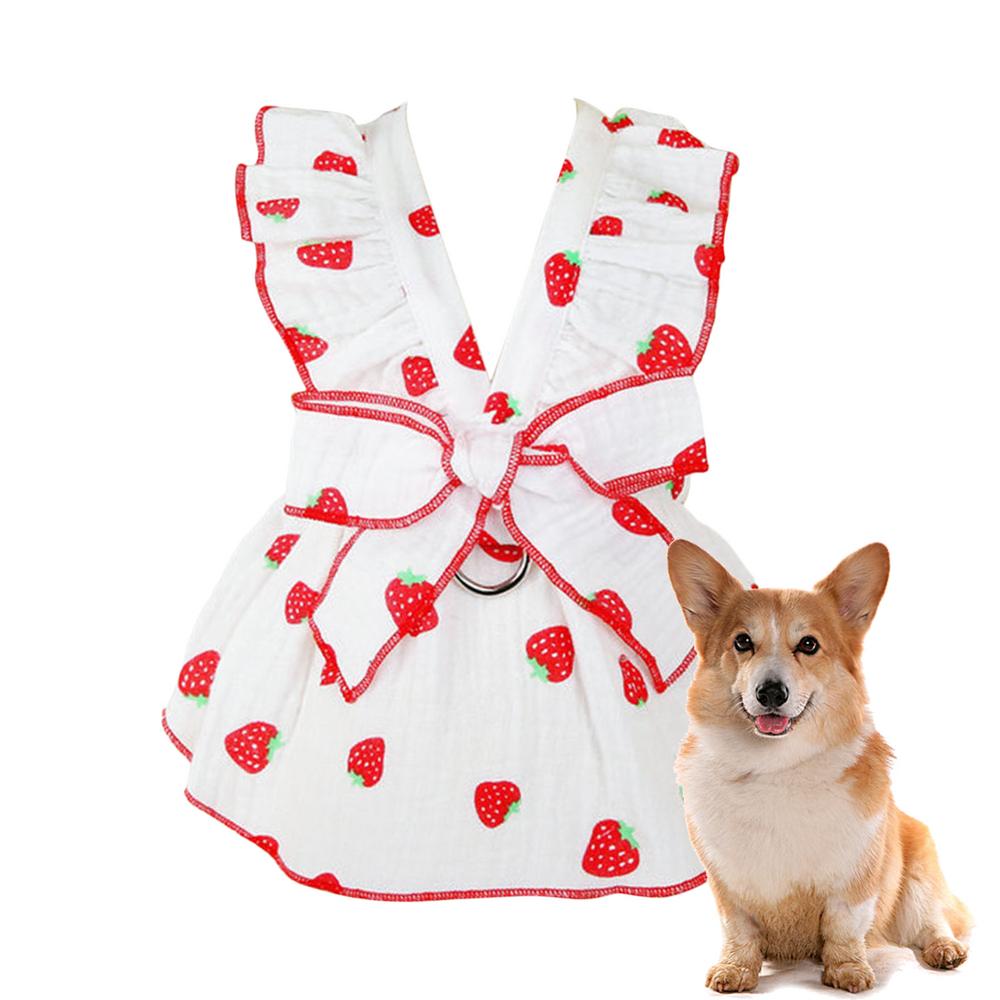 Kleine Hundekleider Welpenkleidung Hundekleid Erdbeerprint Partykleid Niedliche Hundekleider Katzenbekleidung Welpenkleid Frühling