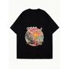 Women's Short-Sleeve T-Shirt with Retro Distressed "Feeling Alright" Beach Skeleton Print