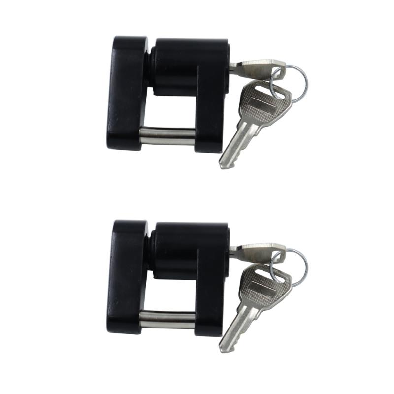 

2 Pack Small 1/4 Inch Trailer Protection Locks Built Of Metal For RVs Trucks And Trailers With Black Weatherproof Coating 1