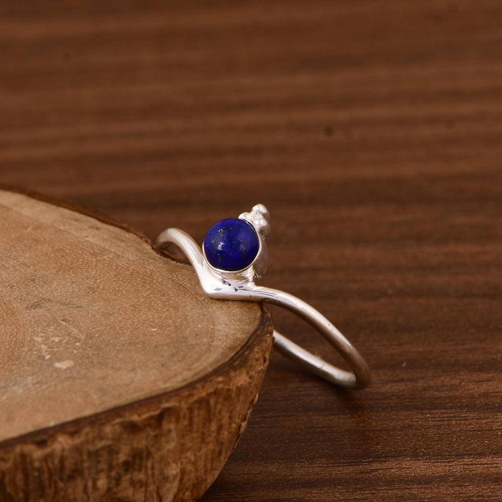 Lapis Lazuli Ring, 925 Sterling Silver Minimalist Ring, Gift for her, Mother's Day Gifts.