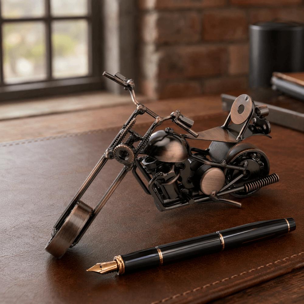 Movable Wheel Metal Motorcycle Model Handcrafted Metal Motorcycle Sculpture Home Decor
