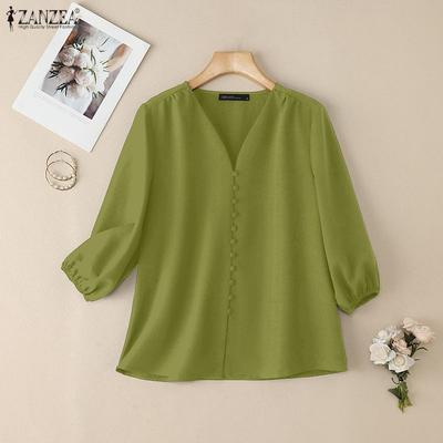 Lässige Bluse mit V-Ausschnitt und 3/4-Ärmeln für Damen