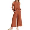 Women's Summer 2 Piece Outfits Sleeveless Pleated Ruffle Tank Top Wide Leg Cropped Pants Casual Loose Linen Matching Set with Pockets